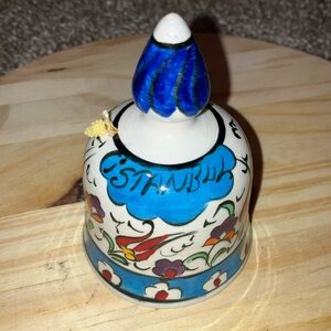 Hand Crafted Multicolored Istanbul Turkey Tulip Hand Painted Bell 3.5”
